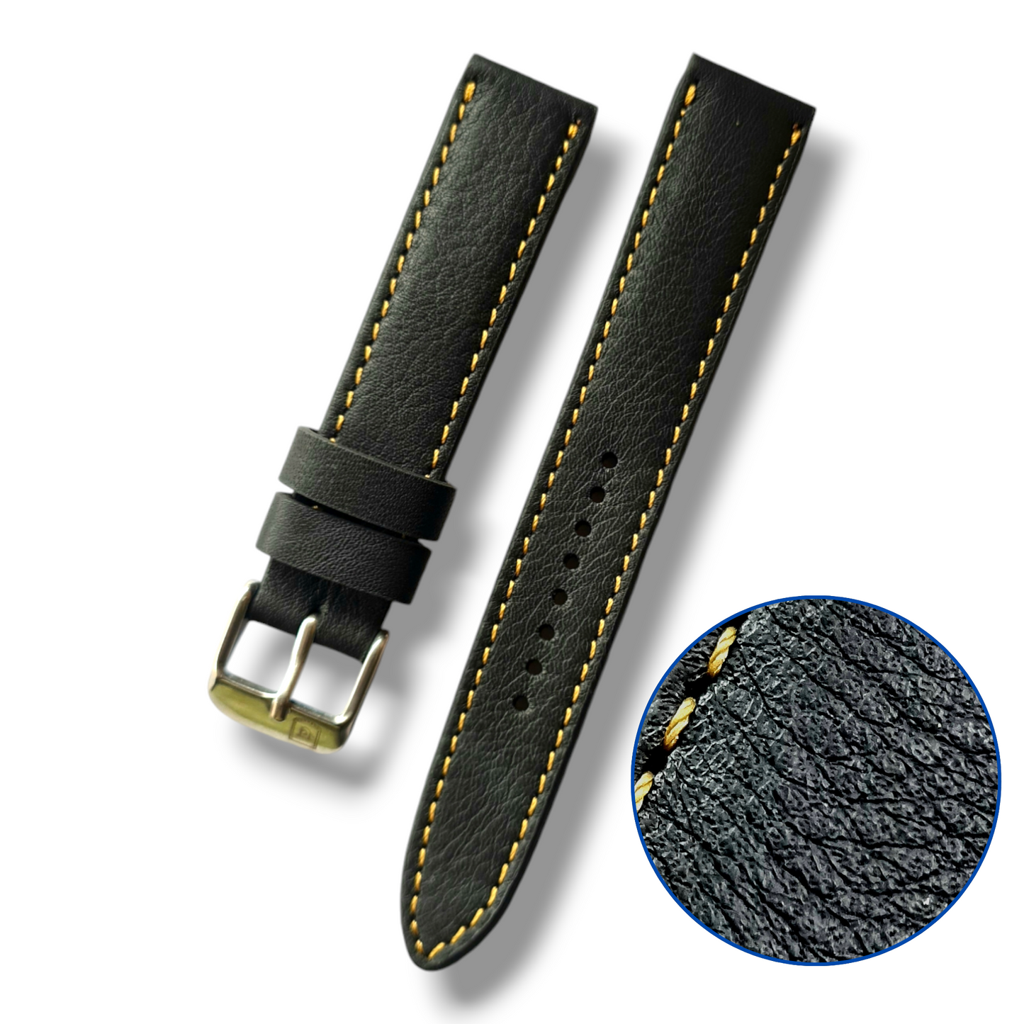 Black with Golden Thread and Steel Buckle